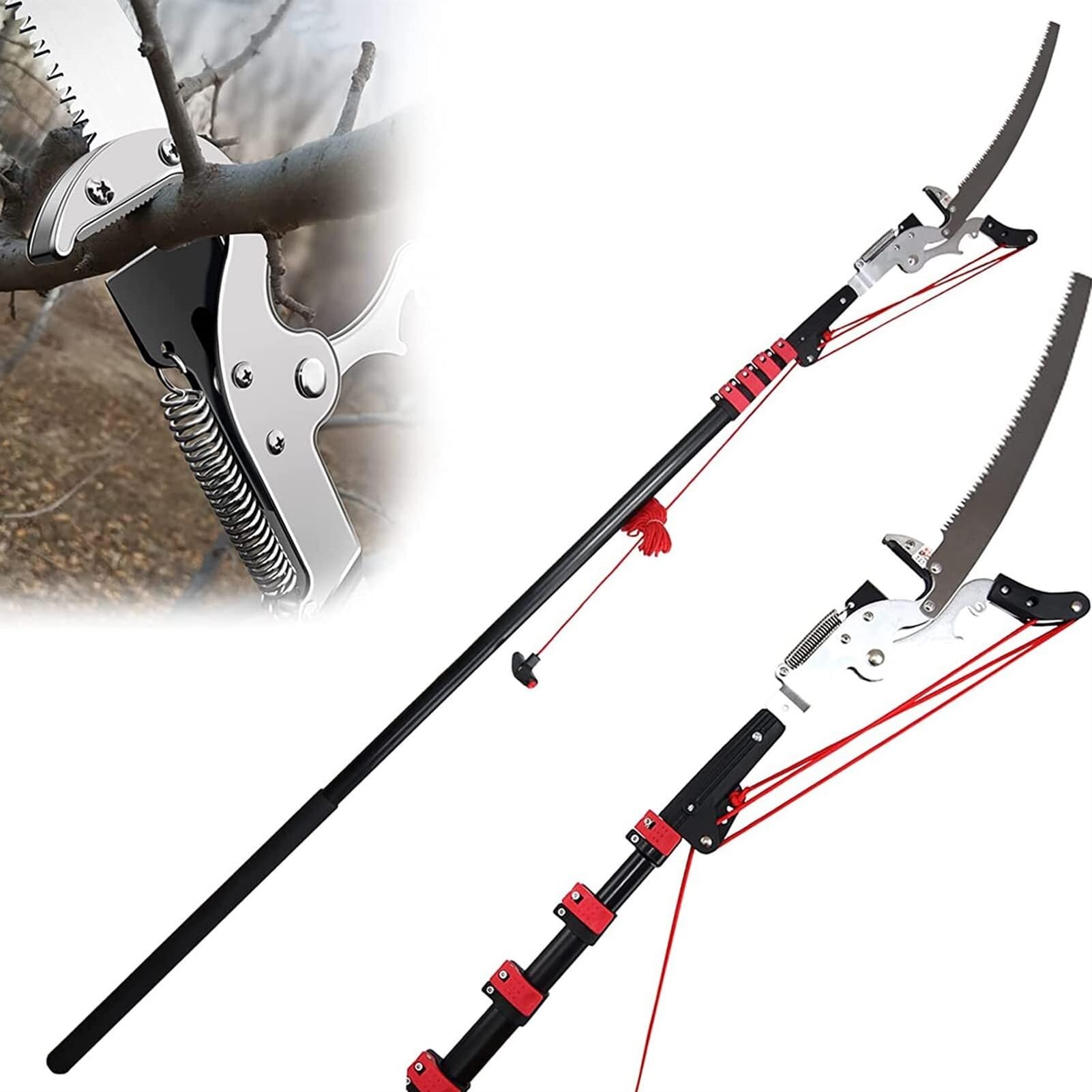 Tijeras de podar de gran alcance, Podadora telescópica de árboles, sierra pértiga, extensible, podadoras for podar y recortar ramas hojas(18ft)