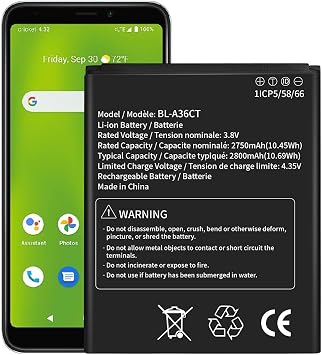 WUHAO BL-A36CT Battery for Cricket Debut Smart SL101AE Battery Upgraded 2800mAh for Cricket Debut Smart SL101AE/Koobee K100 SL004T Replacement