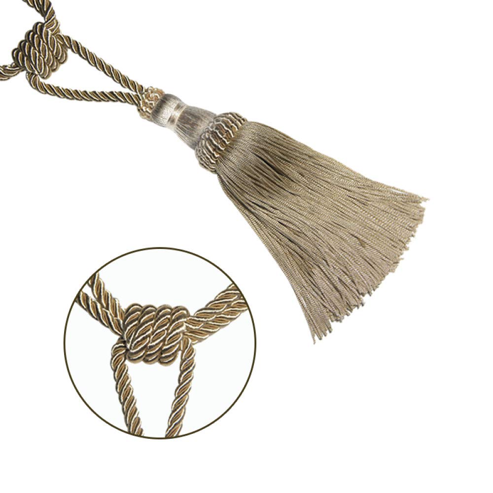 Embrasses de Rideaux à Pampilles, Attaches de Rideaux en Corde, Accessoires décoratifs pour Rideaux, Blanc, 4 pièces,Gold-4pcs