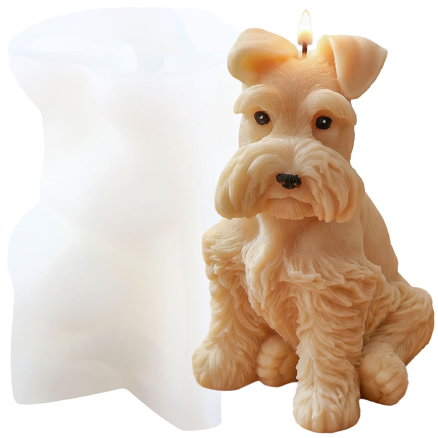 XIAOSHUI Dog Candle Mould Schnauzer Dog Candle Silicone Moulds Dogs Resin Casting Mould for Animal Candle Home Decorate Moulds Candles Making Aromatherapy Gypsum Candles Clay Craft