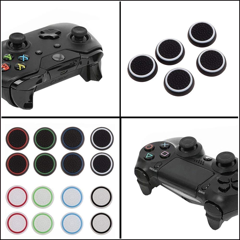Silicone Thumbsticks Joystick Tappi per / PS4 / Xbox One/Xbox 360 Wireless Controller Ps3 2 Pair/Bianco e Nero