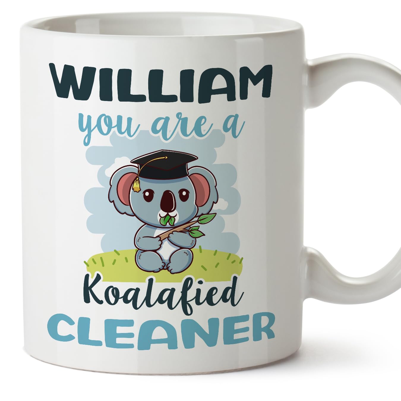 MUGFFINS Personalised Mug for Cleaner man - in English - Custom Koalafied - Funny Custom Gift for Colleagues - Ceramic 11oz Mug — image 1