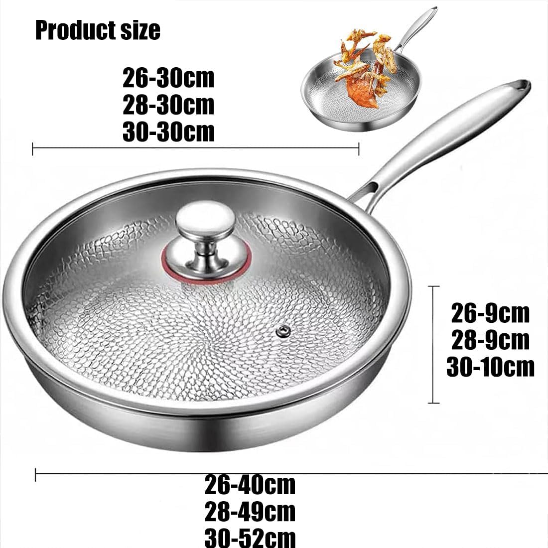 Titanium Pan, 2026 New 100% Pure Titanium Pan with Lid, 12" Titaniums Frying Pan for Cooking Non Stick, Scratch-Resistant Durable Pans without Coating for Every Cooktop (With Lid, 10.2in)
