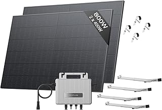 Kit solaire pour balcon EcoFlow STREAM, Micro-onduleur 800W relié au réseau, panneaux solaires PV 400W*2 avec 2 support de garde-corps, contrôle par application et WiFi, idéal pour balcons