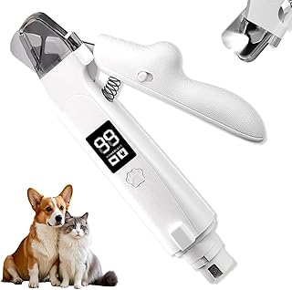 2-in-1 Krallenschere und Hundenagelschleifer, Haustier Nagelknipser mit LED-Licht, Smarter Krallenschleifer für Hunde, Pfotentrimmer Für Hunde, für Hunde Katzen und Weitere Haustiere(Weiß, Bildschirm)