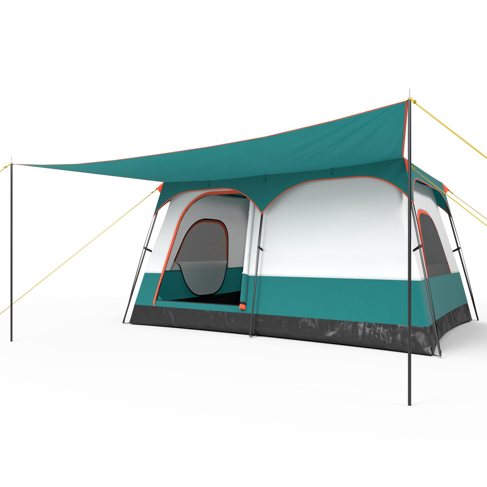 TANGZON 2-Room Family Camping Tent, 6-8 Man Privacy Changing Room Shelter with Porch, Removable Rainfly, Carry Bag, 2 Windows & 2 Doors, Easy Setup Large Dome Tent (Large)