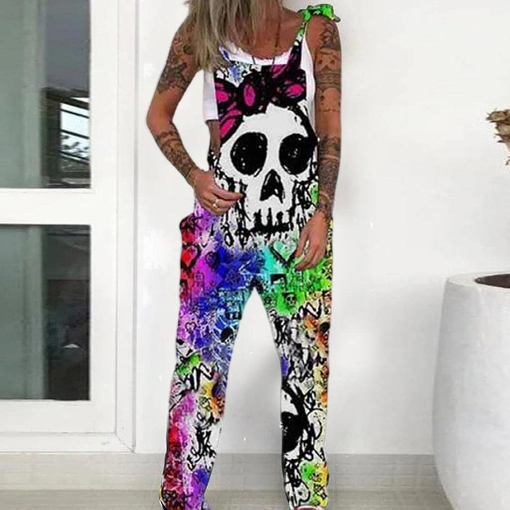 CALANDIS™ Sleeveless Overalls Multi-Printed Long Pants Halloween Decor Bandhnu | Womens Clothing-image-9