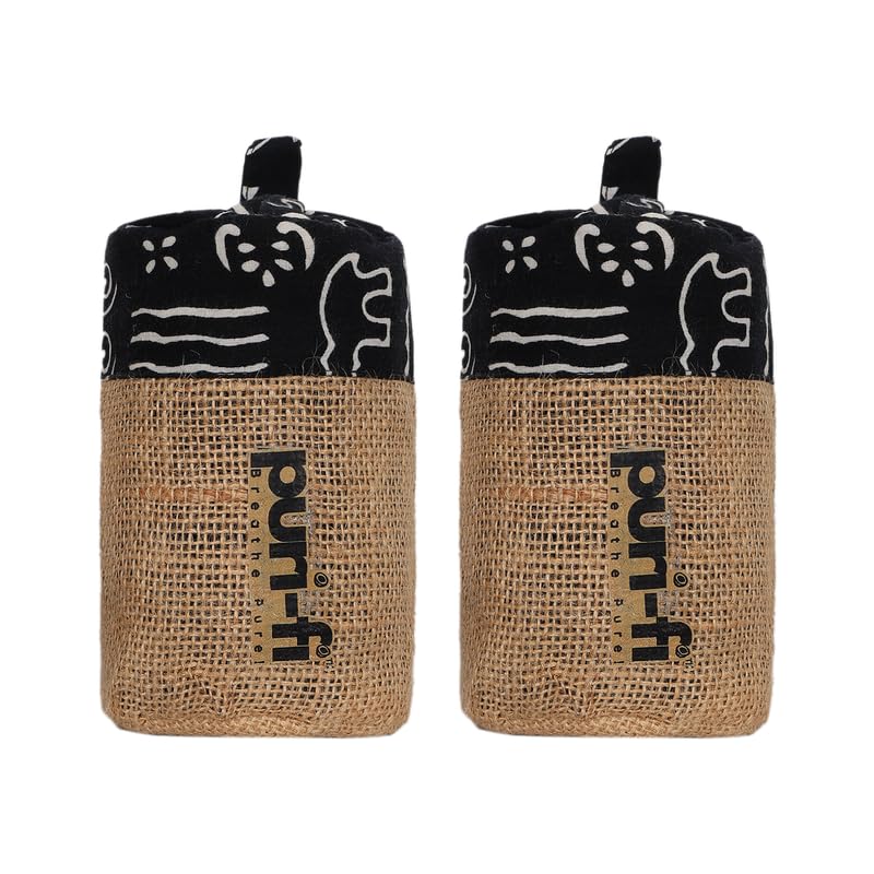 Image of Puri-Fi Breathe Pure | Charcoal Air Purifier (Black Doodle) - Non-Electric, Reusable Odor & Moisture Absorber with Coconut Shell Charcoal for Home, Car, Closet & Office. 250g, Pack of 2