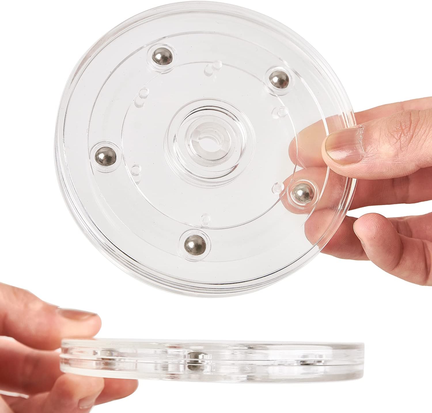 2 Pack 4" Lazy Susan Turntable Acrylic Ball Bearing Rotating Tray for Spice Rack Table Cake Kitchen Pantry Decorating TV Laptop Computer Monitor