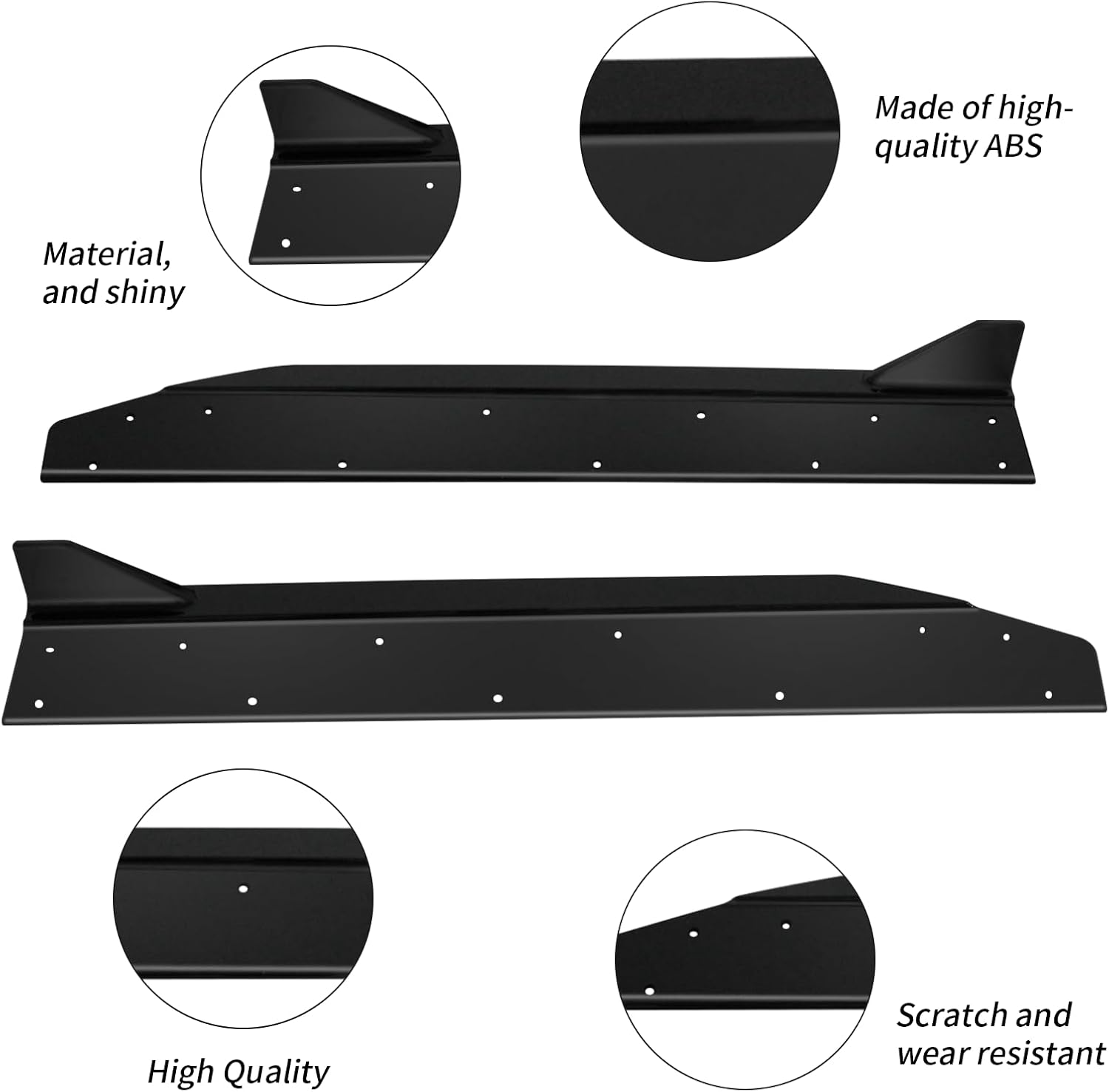 Side Skirts for Ford Mustang 2024-2025 Matte Black ABS