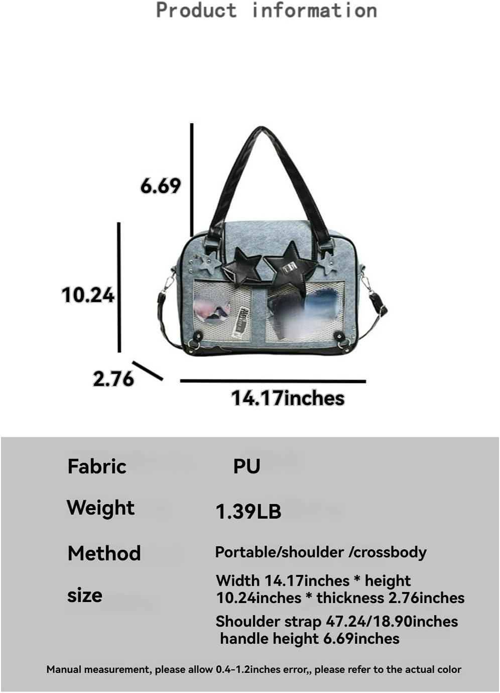 Ita Bag Cute Kawaii Star Large Capacity Crossbody Bag for Women Lightweight and Stylish - Image 4