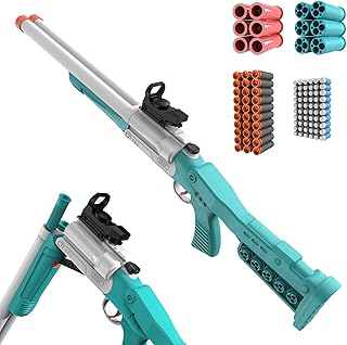  Double Barrel Toy Foam Blaster Soft Bullet Toy Shotgun with Shell Ejection, 2 in 1 Foam Dart Blaster with Suction Dart and Catridge, Gift for Kids, Youth, Teen