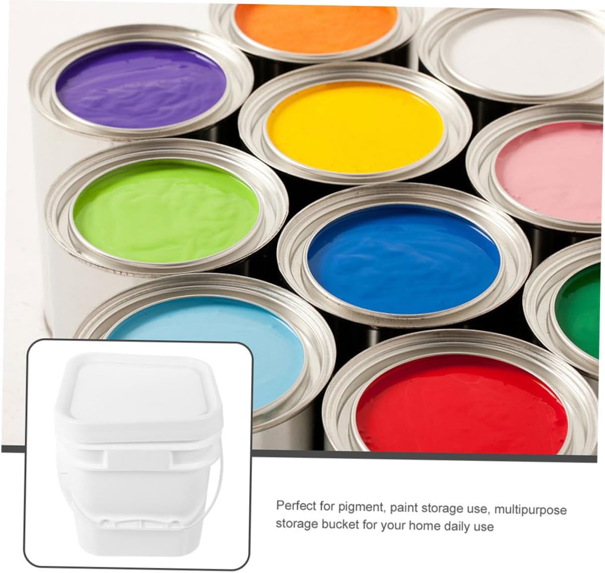 2pcs Paint Pail Plastic Lid Square Buckets for Paint Storage Plastic Bucket for Outdoor