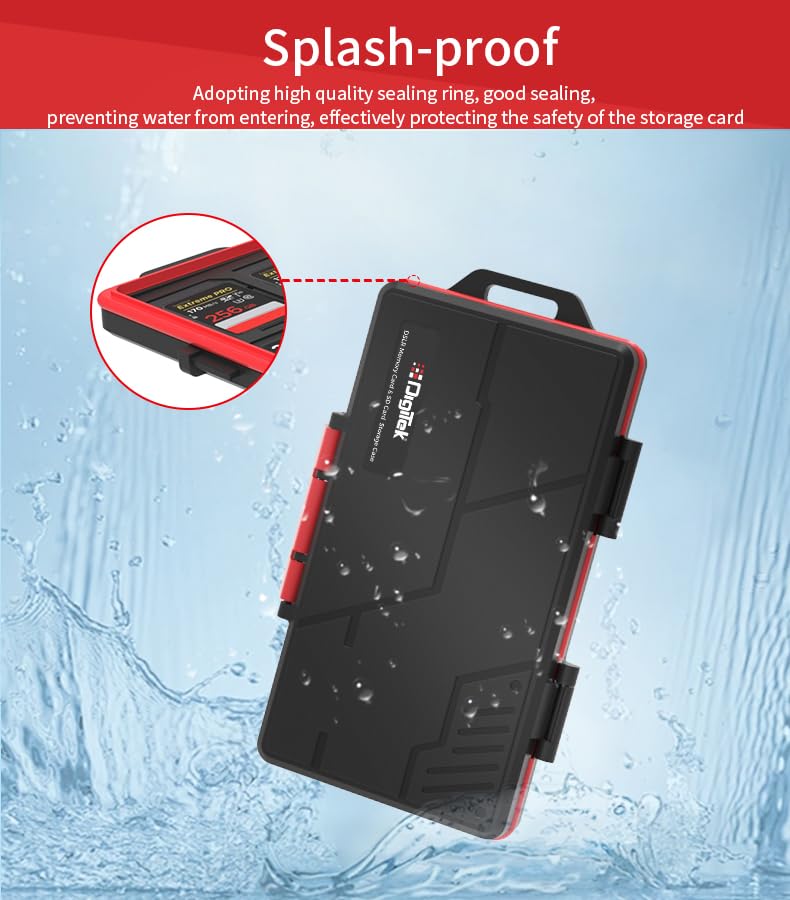Image of Digitek DCH 025 All-in-One Memory Card Storage Case. Waterproof, Dustproof & Shockproof SD Card Holder, Holds SD, TF, CFexpress Type A, XQD /CF-B Cards, Compact Anti-Drop Hard Case