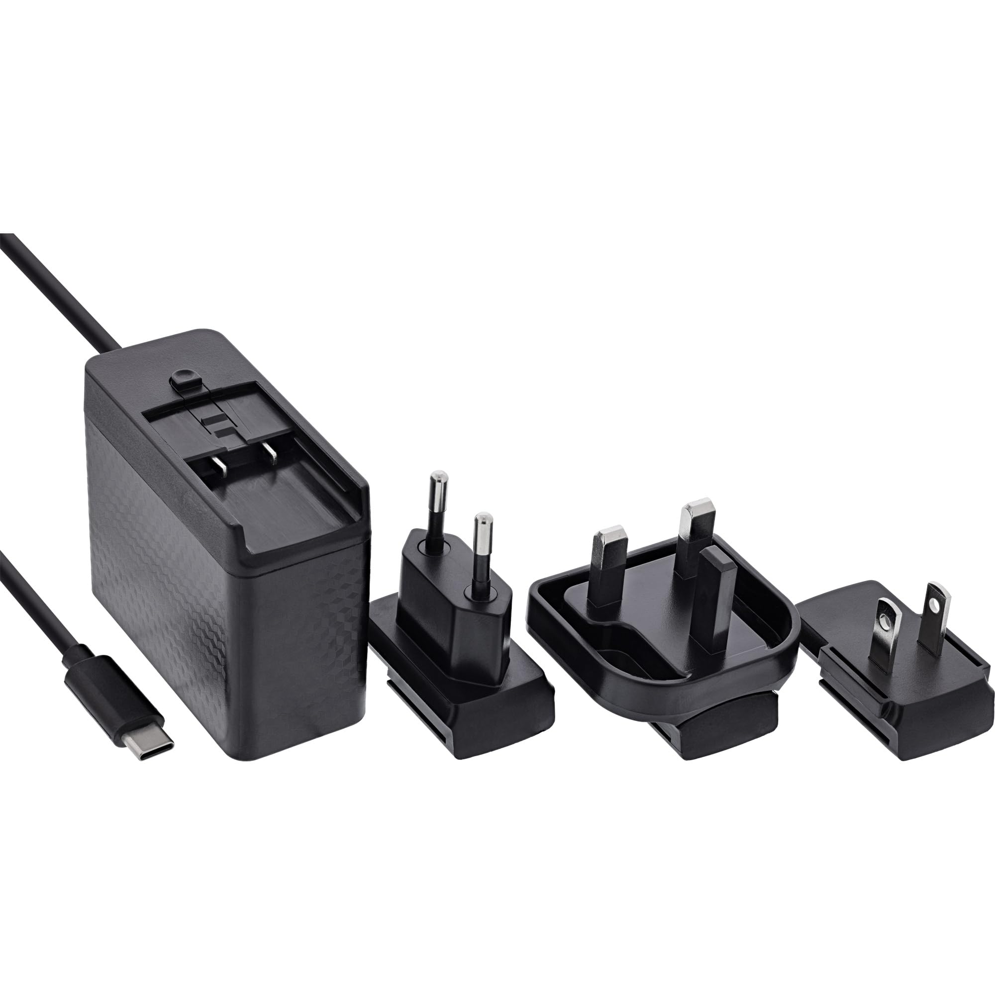 Inline TravelCharge 31516C - Fuente de alimentación USB-C de 140 W con tecnología GAN, Carga rápida, Cable Fijo de 1,2 m, Incluye Enchufe de Enchufe UE/UK/US, Cargador para portátiles, tabletas