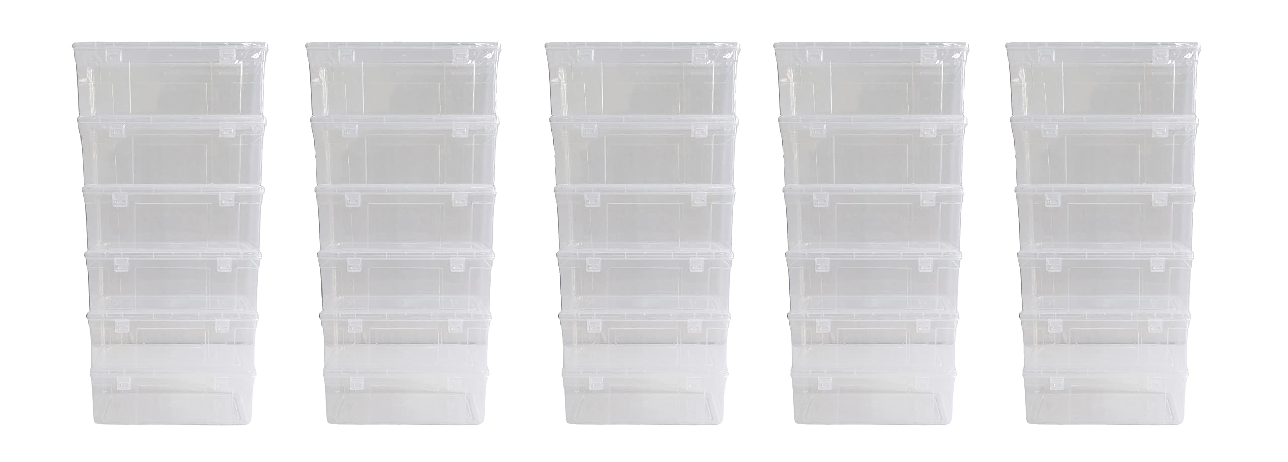 Feliz Clear Plastic Medium Storage Boxes Size 8.75 x 3.5 x 3.25 inches (Set of 30)