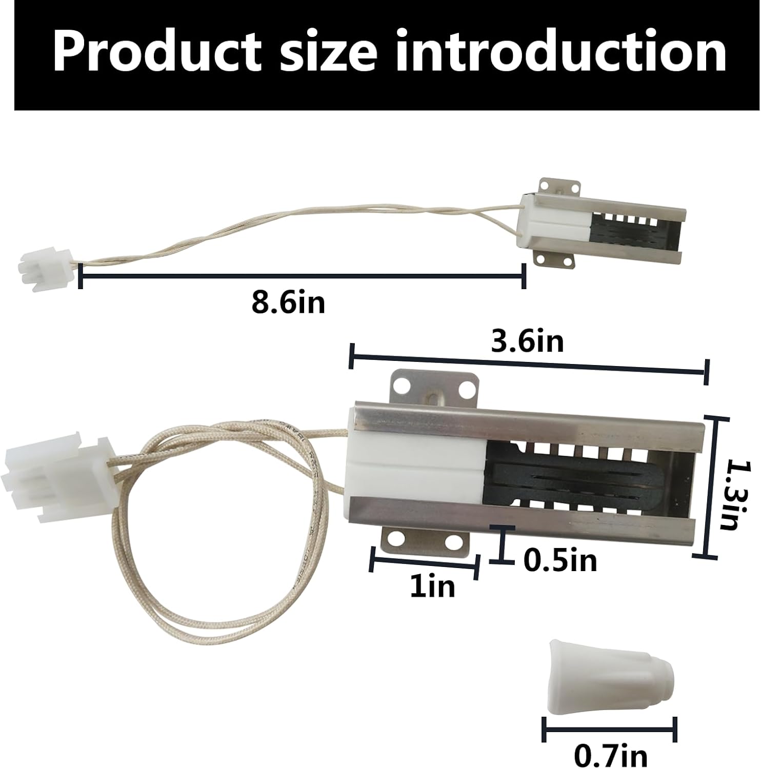 WB13K21 Gas Range Oven Igniter Fit for Hotpoint RGB526DEH1WW RGB526DEH2WW RGB526DEH3WW RGB526DET1WW RGB508PEH2CT, Replace # 5303935066, IG9998, WB13K21