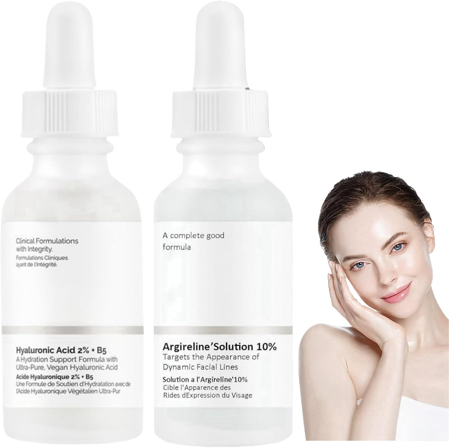 2Pcs Hyaluronic Acid 2%+B5&Argireline-Solution 10% Anti Wrinkle Serum,Hyaluronic Acid for Face Hydrated,Anti Aging Serum,Hyalu B5 Serum,Brightening Serum,Skincare Serum for Women Set,Facial Oils
