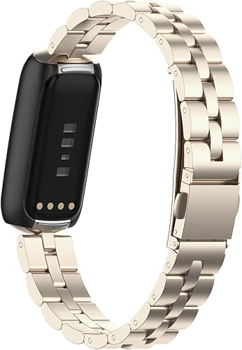 Miniatura 10 de FitTurn Correas compatibles con Fitbit Luxe Metal acero inoxidable correa de reloj de repuesto clásica duradera de enlace sólido accesorio hebilla