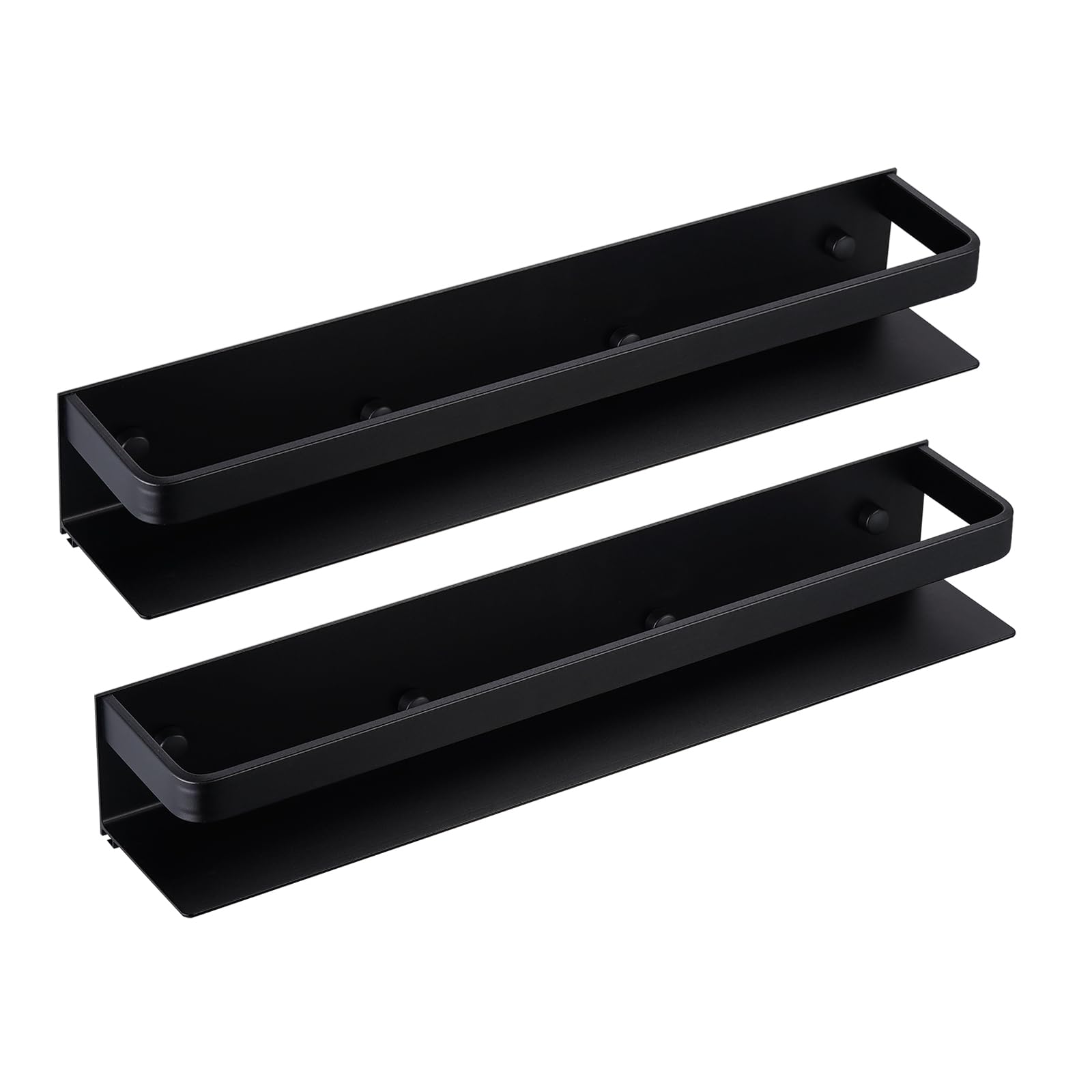 KES Especiero Negro Soporte para Especias Soporte de Especia de Aluminio 40 CM Estante Flotante de Cocina Paquete 2 Estantes Soportes de Pared, KSR401S40-BK-P2