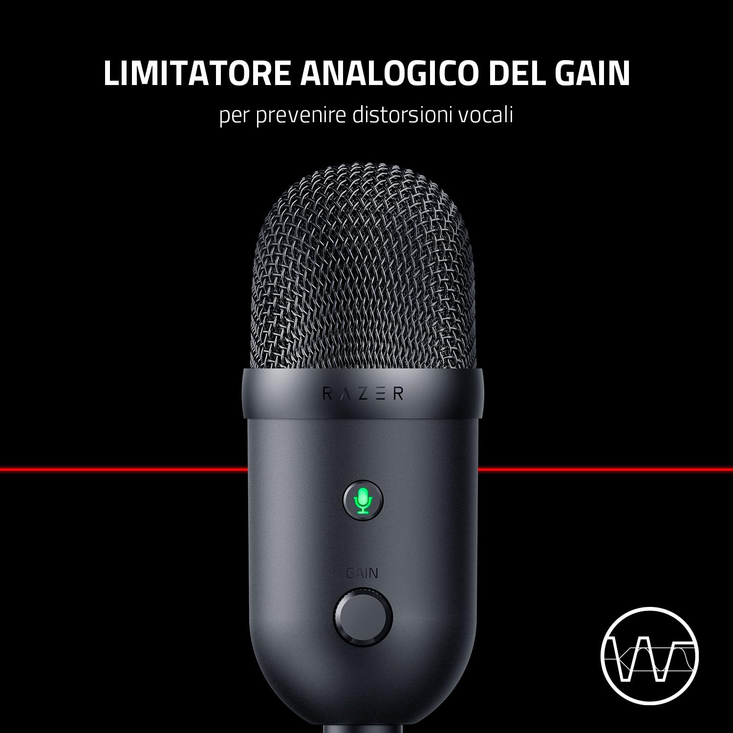 Razer Seiren V2 X - Microfono USB per Streamer Microfono a Condensatore da 25mm (Modello Polare Supercardioide, Limitatore di Guadagno Analogico, Monitoraggio Microfono) Nero