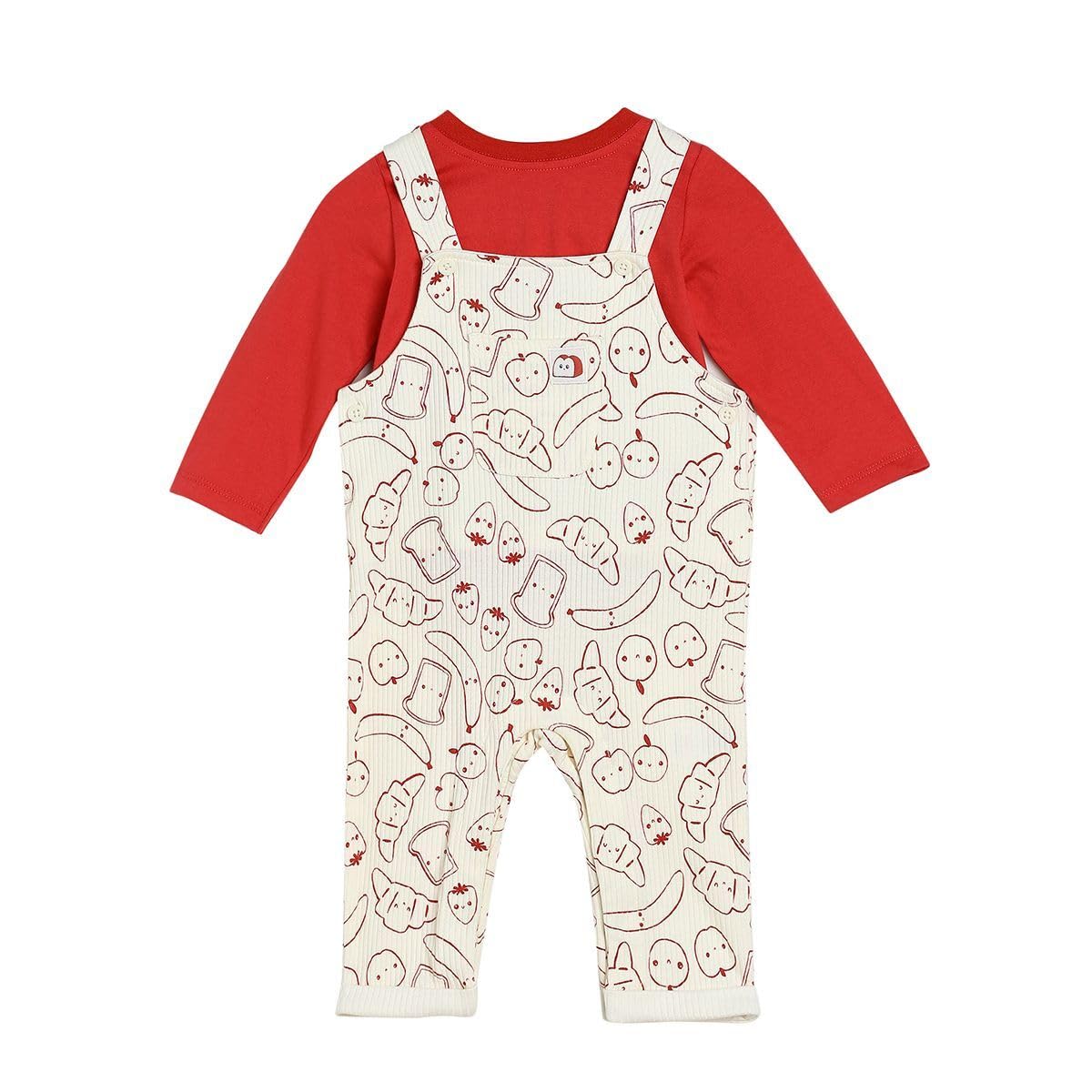 miniklub Baby Boys Round Neck Full Length Long Sleeve Knit Dungaree Set Set (Marshmallow/Green Color)-picture-11