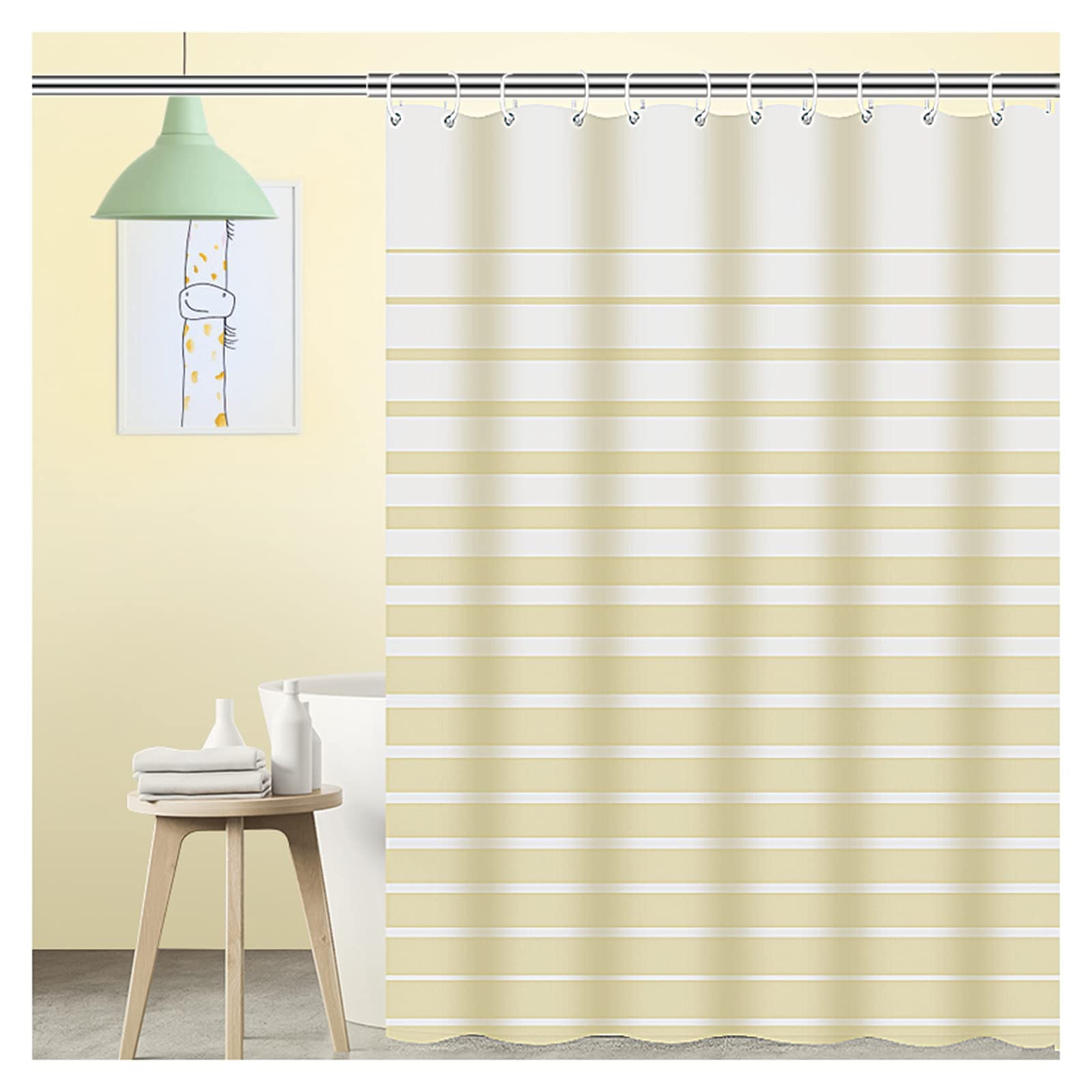 Rideau de douche W180CMxH180CM lavable et durable avec séparation imperméable