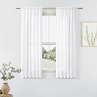 Vista 47 de Guken - Cortinas de lino negro de 108 pulgadas de largo para sala de estar, dormitorio, juego de 2 paneles, bolsillo para barra, cortinas