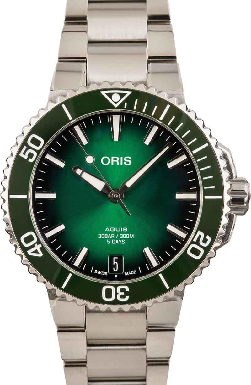 Oris Aquis Date Stainless Steel Green Dial Men’s Watch –