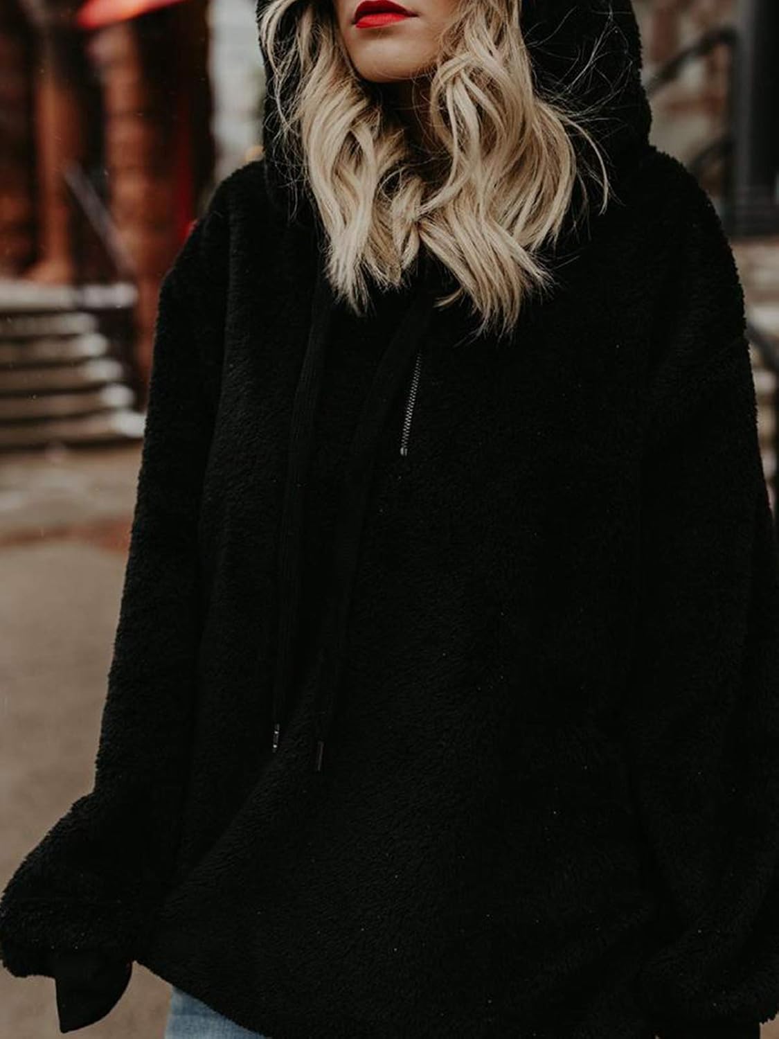 Century Star Womens Fuzzy Hoodies Pullover Sport Hoodie Cozy Oversized Pockets Hooded Sweatshirt Athletic Fleece Hoodies - Image 2