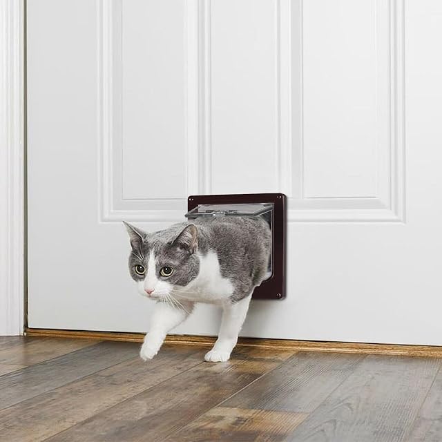Foto 3 de 8 de Sailnovo Puerta para Gatos, 4 vías, Cierre fácil para Gatos pequeños, fácil de Instalar con Marco telescópico