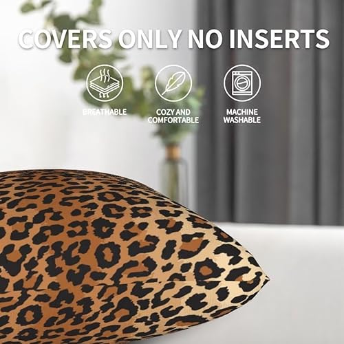 Miniatura 5 de BETGINY Juego de 2 fundas de almohada de leopardo de 20 x 20 pulgadas, fundas cuadradas con estampado de guepardo, funda de almohada de piel de