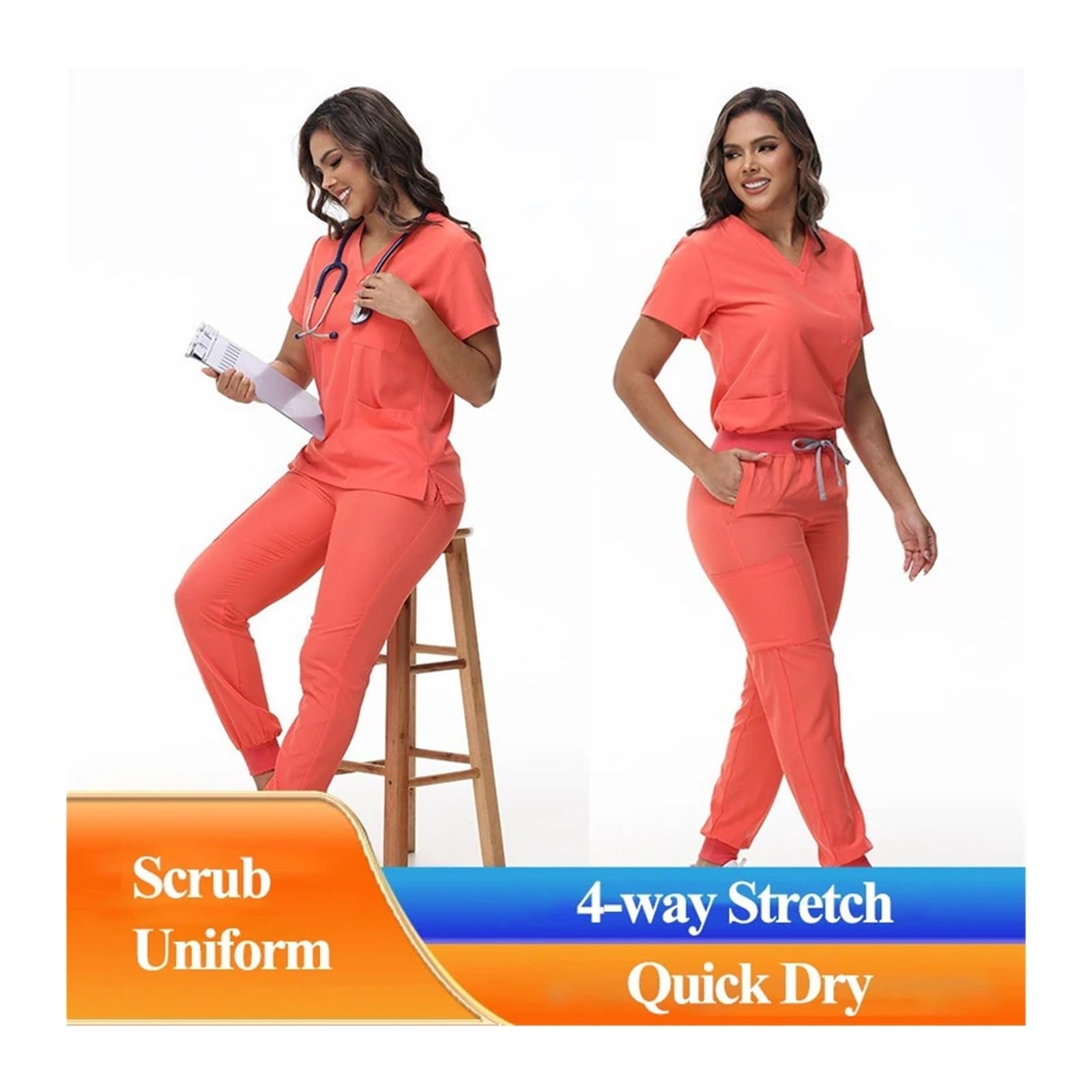Pijama Enfermera Mujer Uniforme de médico y Enfermera, Conjunto de Servicios dentales y pediátricos de Secado rápido