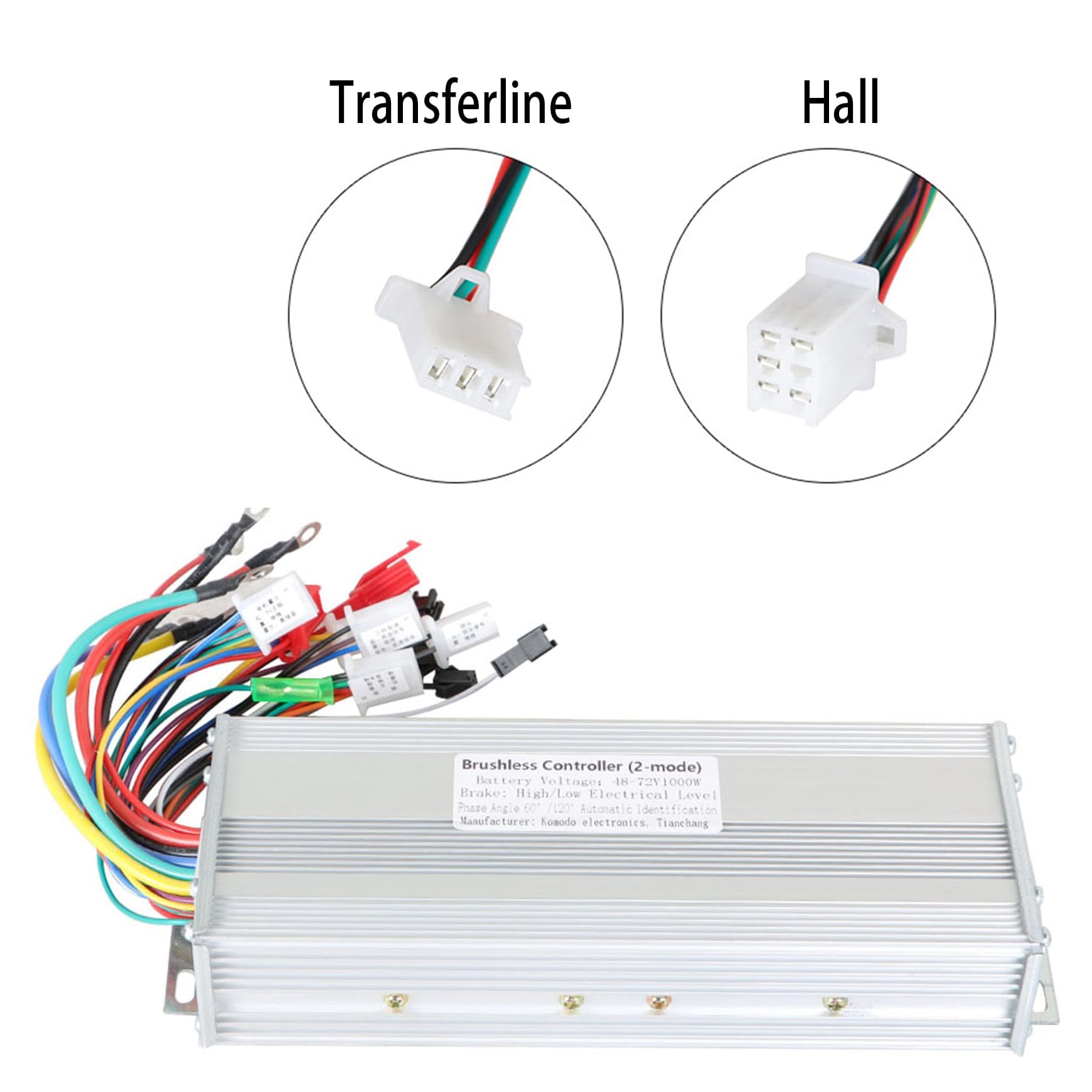 Silscvtt Controlador de velocidad de motor sin escobillas 48-72V 1000W controlador de scooter DC reemplazo para controlador de motor de scooter E-Bike