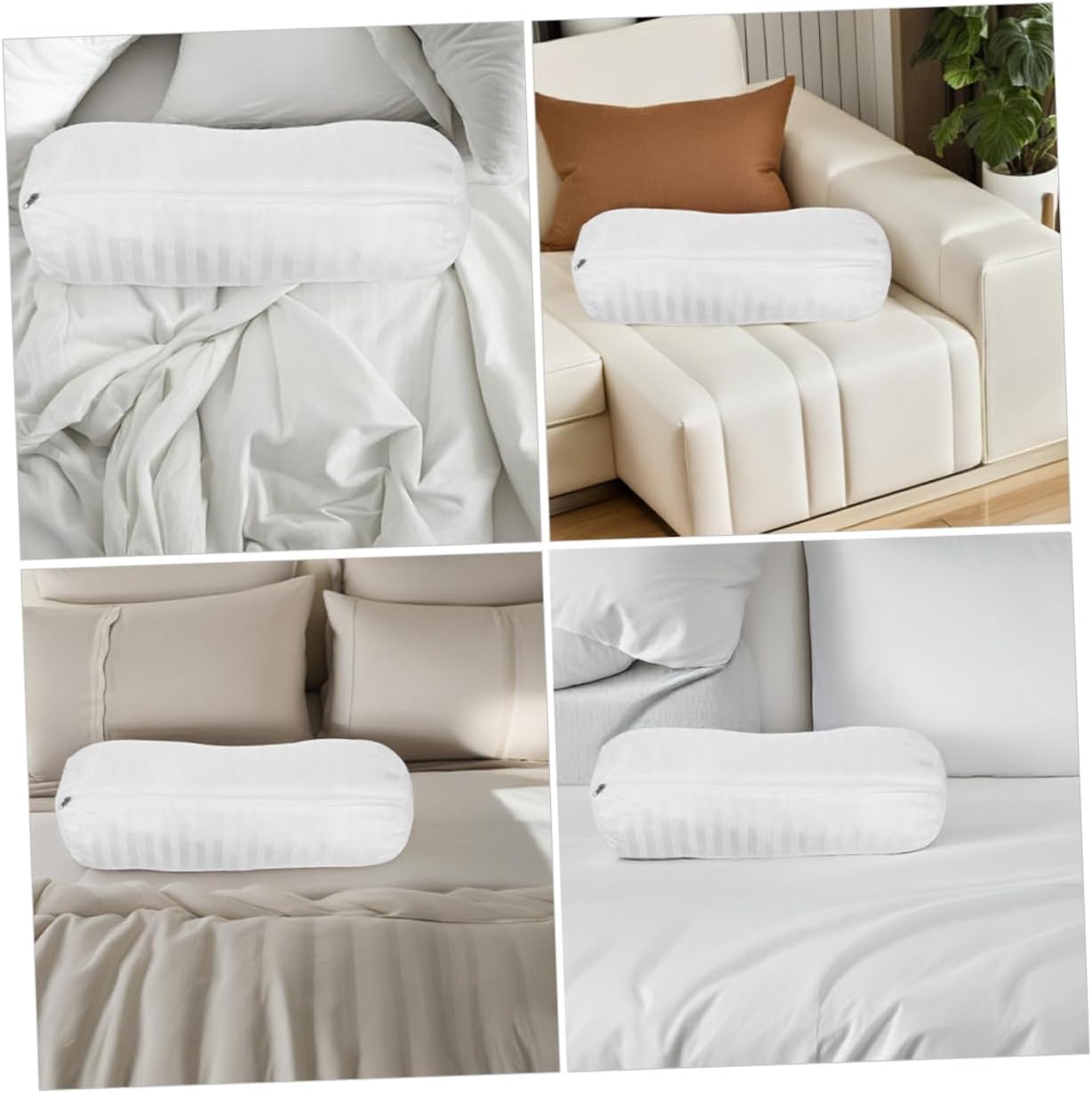 Versatile Long Pillow Covers Zippered Neck Roll Pillow Protectors Soft for Sofa Bed Travel