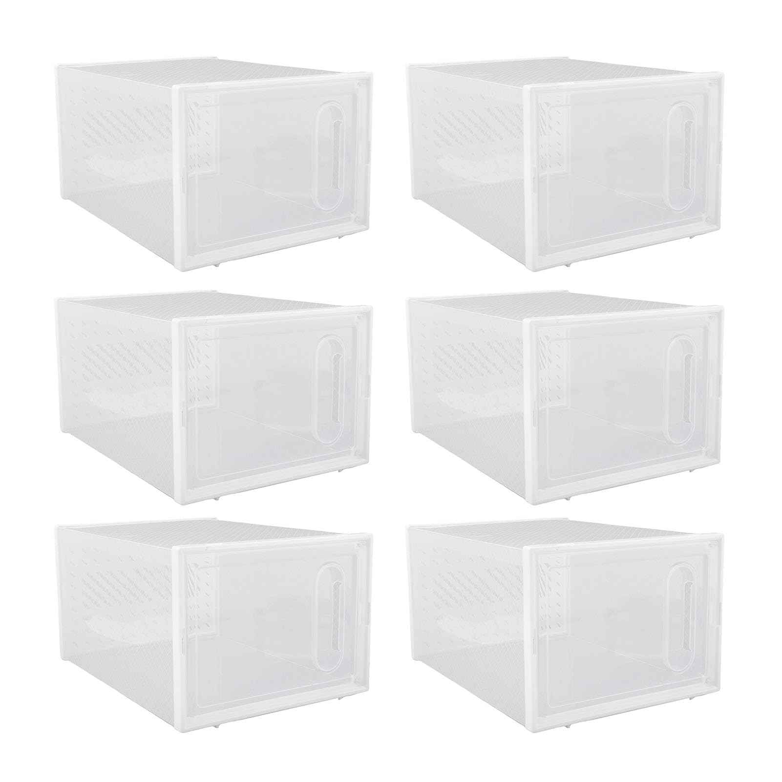 Caja de Almacenamiento de Zapatos Apilable Transparente de 6 Piezas con Puertas Magnéticas, Diseño Ventilado para Zapatillas, Tacones Altos y Zapatos Planos, Ideal para