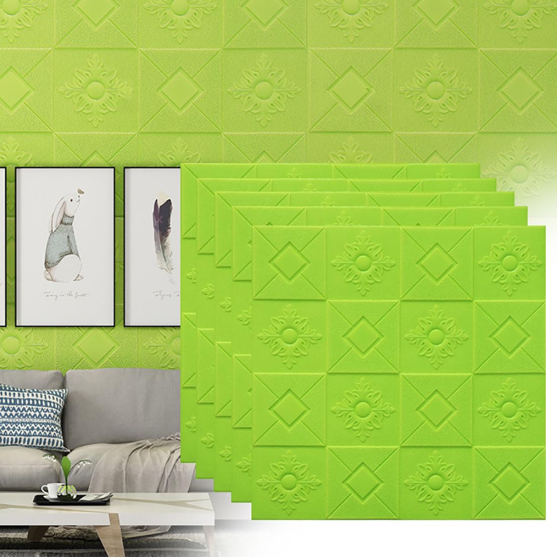 Panneaux muraux auto-adhésifs vert revêtement mural étanche et papier peint cuisine
