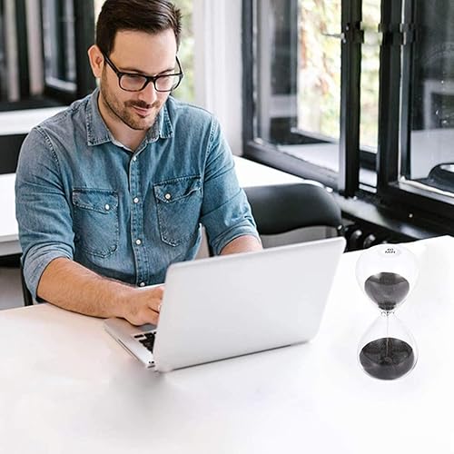 Miniatura 7 de SuLiao Temporizador de arena de 5 minutos reloj de arena negra de 5.1 pulgadas, reloj de arena grande de 5 minutos, reloj de arena de vidrio de hora