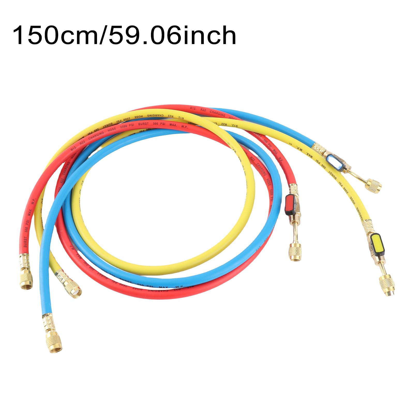 Manguera de Carga de Refrigerante Conjunto con Válvula de Bola para R12 R22 R502 Refrigerante Aire Acondicionado Ganario 1 4 SAE Presión 500 PSI Presión de Trabajo 2500 PSI