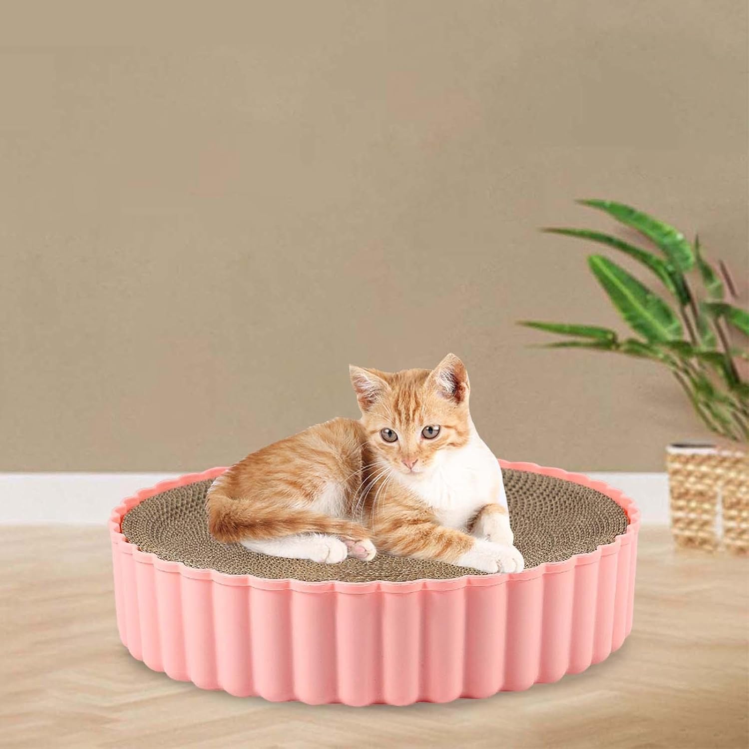 review Cat Scratching Lounge Bed, Cat Scratcher Cardboard Mat Scratching Board Sofa,Rest Cat Scratch Pad Cat Cardboard Pad for Lounge Indoor Cats, Pink