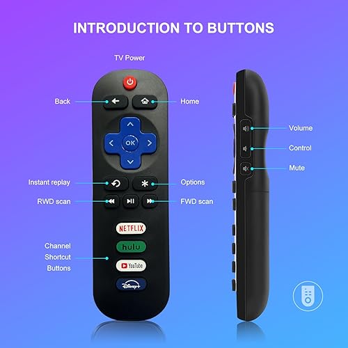 Miniatura 6 de Paquete de 2 unidades de control remoto reemplazado solo compatible con TCLHisenseOnnSharp (no para Roku Stick y Box)