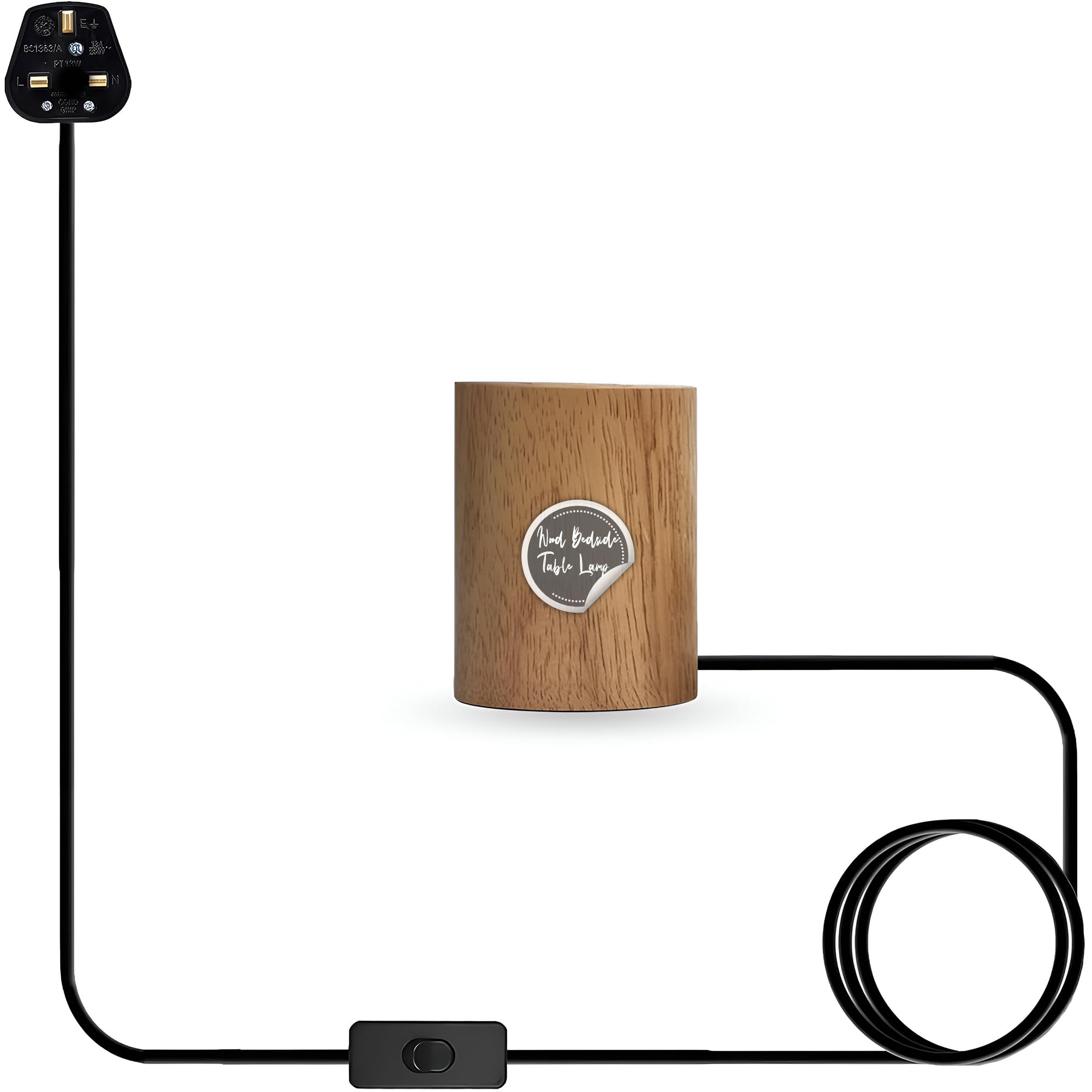 LEDSone Bedside Lamps Set of 1, Retro Wood Bedside Table Lamp, Tripod Desk Lamp with 3 Pin Plug in with ON/Off, Desk Lamps for Living Room, Bedroom, Office, E27 Base