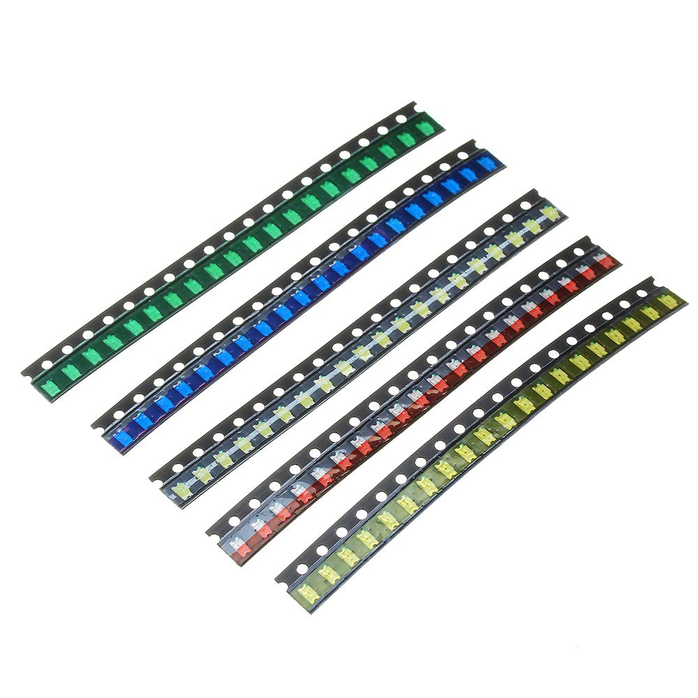 BliliDIY 1000 Pezzi 5 Colori 200 Ciascuno 1206 Assortimento Diodi Led Kit Diodi Led Smd Verde/Rosso/Bianco/Blu/Giallo