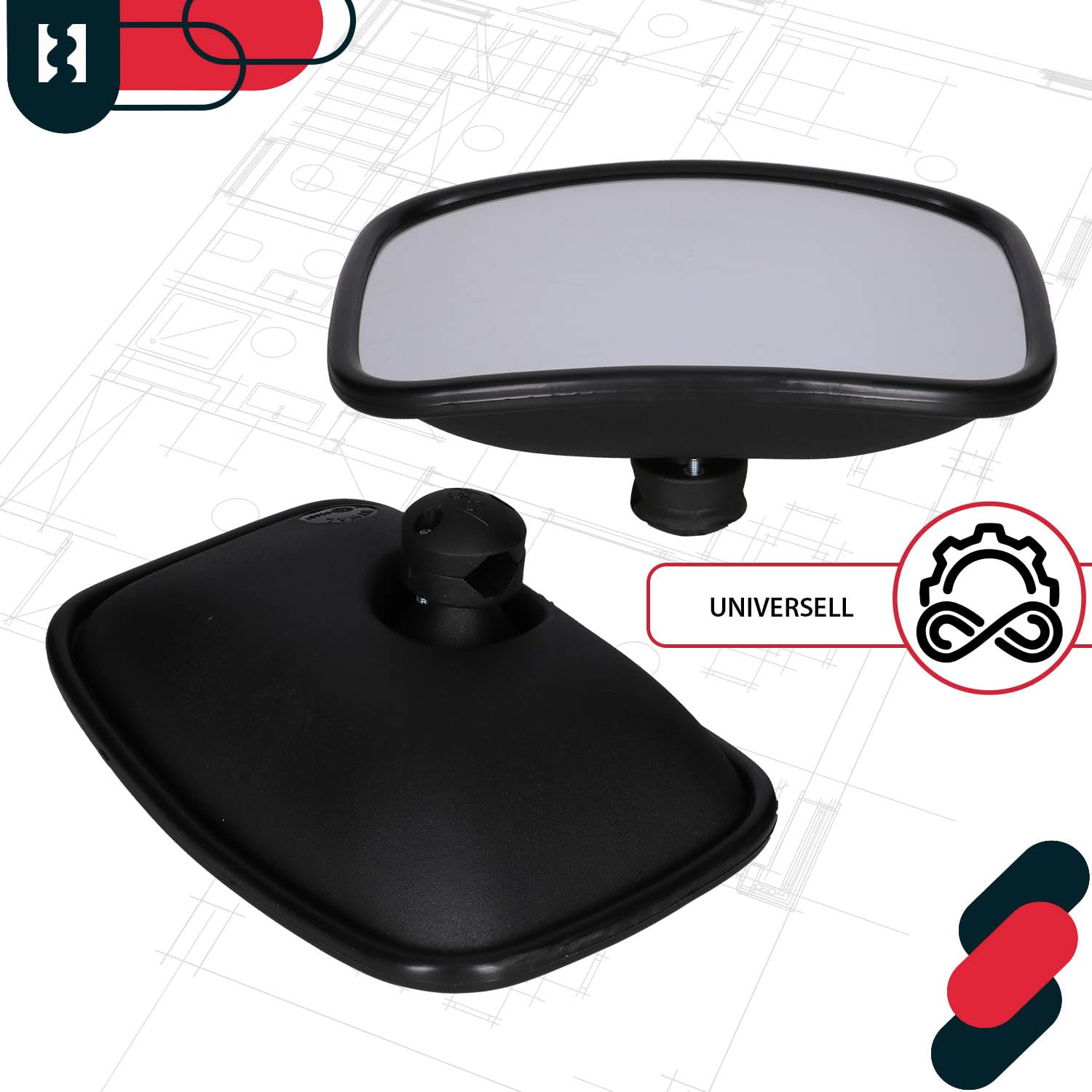 KOTARBAU® 2er Set Panorama-Universalspiegel für Traktor-Spiegel Außenspiegel 265 x 185 mm LKW Traktor Rückspiegel Landmaschinenspiegel mit Verstellknauf Wohnmobil Teleskopspiegel Autospiegel Anhänger