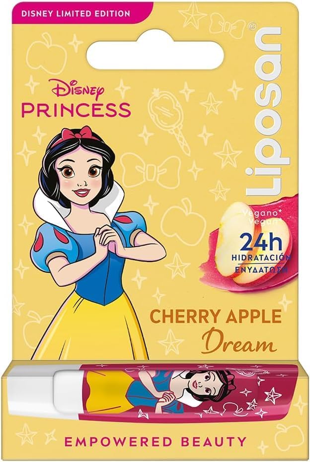 LIPOSAN Cherry Shine Edición Limitada Disney Princesa Blancanieves (1x 4,8 g), bálsamo labial para niños con 24 h de hidratación, bálsamo con color a cereza para unos labios suaves y bonitos