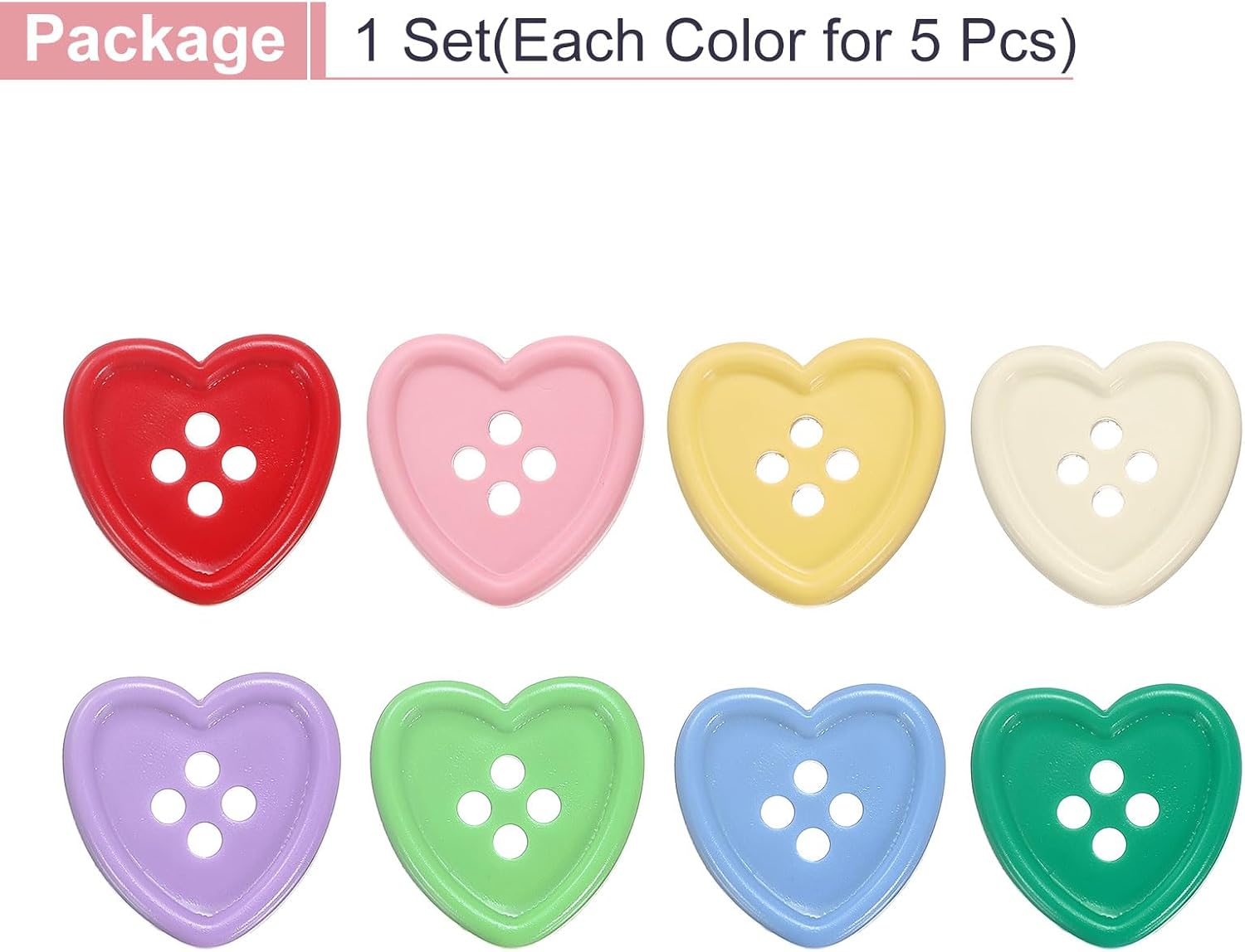 HARFINGTON 40pcs Heart Resin Sewing Button, 23mm 5/8" 4 Hole Sweater Buttons for Clothing Garment Knitting Crafts Decoration, Multicolor image 3