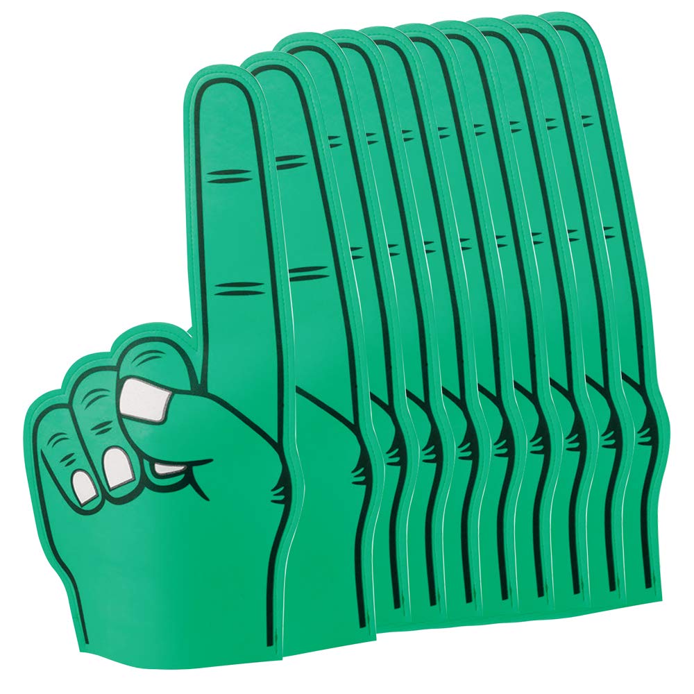 eBuyGB Pointy Big Foam Hand Finger Pointer EVA Animation Palm for Football Festivals Concert Sports Events-Ideal for Printing, Men, Green, Pack of 10