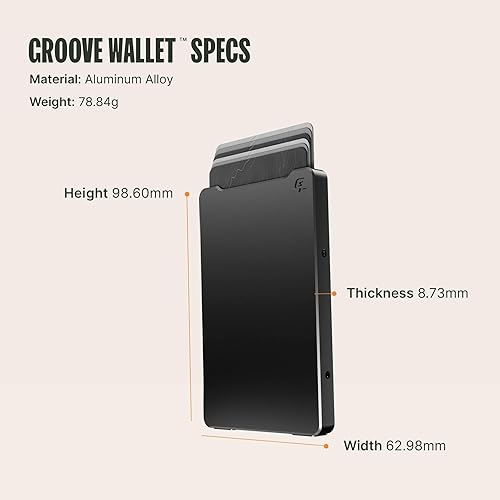 Miniatura 6 de Groove Life Groove Wallet - Cartera minimalista de aluminio para hombre de perfil bajo con deslizamiento magnético para el pulgar bloqueo RFID