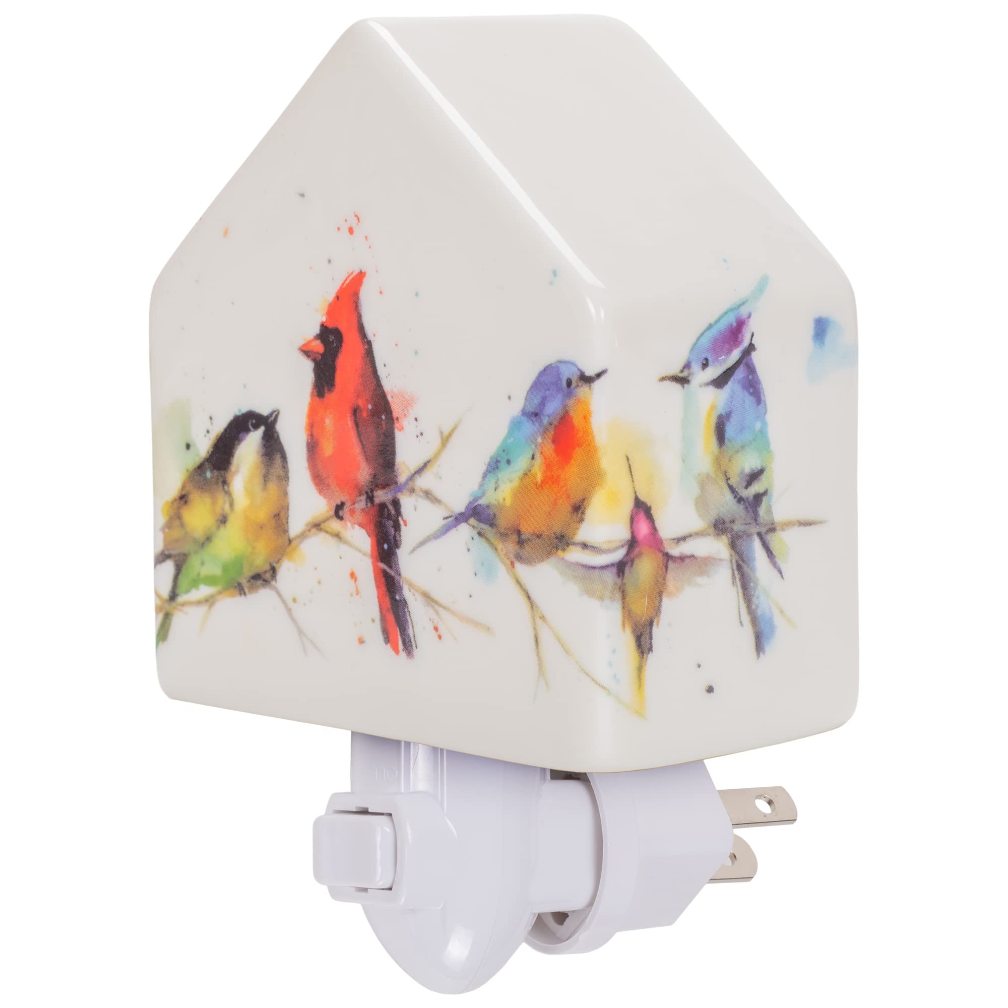 NAT Jules Dean Crouser Little Birds White 5 x 3 Ceramic Birdhouse Night Light