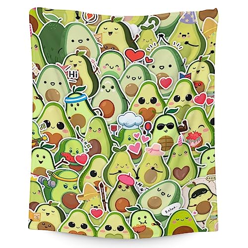 Blanket for Girls - 60"x80" Cute Avocado Throw Gifts - Colorful Soft Fuzzy Blankets for Bed, Couch & Living Room